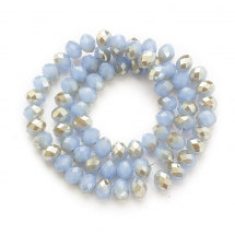 Koraliki Galwanizowane Szkło, Imitacja Nefrytu Faset., Rondelle, Jasnoniebieski, 8x5mm, 72szt / 36cm (3WB2567)