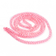 Koraliki Crackle Szkło, Okrągłe, Różowy, 4mm, Otwór: 1mm, około 190szt / 76cm / sznur (3WB2782)