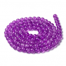 Koraliki Crackle 8mm Lakierowany Okrągły Kolor: Fioletowy ok. 95szt/76cm/nić (3WB2836)