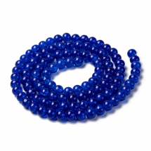 Koraliki Szklane Crackle, Okrągłe, Niebieskie, 8mm, Otwór 1mm, około 95szt/76cm/nić, (3WB2848)