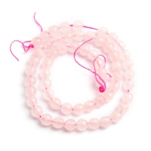 Намистини Натуральний Рожевий Кварц Круглі Гранені, 6мм, Отвір 1мм, близько 57шт/35см/нитка, (13WB26286)