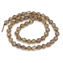 Намистини Синтетичний Димчастий Кварц Круглі, Гранені, Коричневі, Незабарвлені, 7х7мм, Отвір 1.5мм, близько 46шт/36см/нитка (13WB26293)