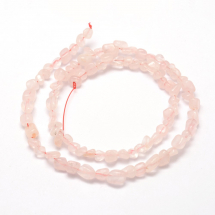 Намистини Натуральний Рожевий Кварц Крихта, 3~5х3~5х3~8мм, Отвір 1мм, близько 80~85шт/38см/нитка (13WB26295)
