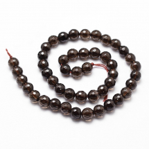 Намистини Натуральний Димчастий Кварц Круглі, Грановані, 8мм, Отвір 1мм, близько 44шт/34~36см/нитка, (13WB26299)