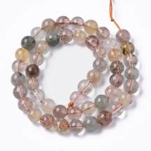 Koraliki Naturalny Kamień Rutylowy Kwarc Okrągłe, 8mm, Otwór 0.8mm, około 46szt/37cm/sznur (13WB26315)