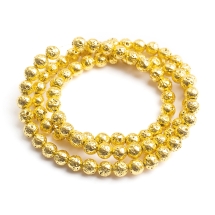 Намистини Натуральна Лава Круглі, Золотисті, 4мм, Отвір 1мм, близько 85шт/37см/нитка, (13WB26394)