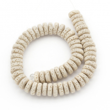 Koraliki Naturalna Lawa, Dysk, Barwiona, Beżowy, 8-8.5x3-4mm, około 58szt/19cm/sznur (13WB26404)