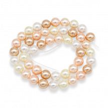 Koraliki Shell Pearl Okrągłe, Klasa A, Beżowe, 8mm, otwór 1mm, około 50szt/40cm/sznur (14WB7419)