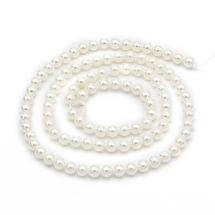 Koraliki Shell Pearl Klasa A Okrągłe, Białe, 4mm, Otwór 1mm, około 90szt/36cm/sznur (14WB7420)