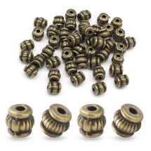Koraliki Dystansowe, Przekładki, Stop Metalu, Beczka, Styl Tybetański, Brązowy, 5x5x5mm, 50szt (2WB27638)