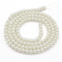 Perła Szkło Błyszczący Eko-Farba 4mm Kolor: Beżowy 100szt/40cm/nić (2WB27877)