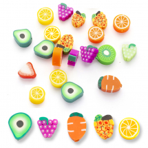 Koraliki z Gliny Polimerowej, Owoce, Ręcznie Robione, Mix, 9-13x9-11x4-5mm, 20 szt (13WB19610)