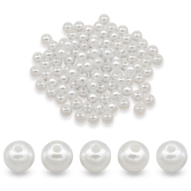Koraliki Imitacja Pereł, Plastik ABS, Okrągłe, Biały, 8mm, około 95szt/25g (2WB30516)