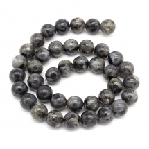 Намистини Натуральний Лабрадорит, На нитках, Круглі, Колір: Сірий Розмір: Діаметр: 10.5мм, Отвір 1.2мм, близько 36шт/нитка, (2WB30812)