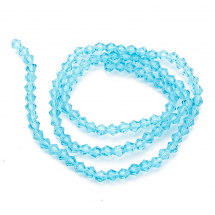 Koraliki Imitacja Austriackiego Kryształu, Szklane, Bicone, Niebieskie, 4x4mm, około 80szt/30cm/nić (5WB7075)