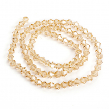 Koraliki Szklane Galwanizowane AB- Kolor Fasetowane Bicone, Beżowe, 4x4mm, Otwór 1mm, około 80szt/29cm/nić (5WB7102)