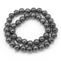 Koraliki Galwanizowane Szkło, Okrągłe, Czarny, 8mm, Otwór: 1mm, około 40szt / 34cm / sznur, (13WB17356)
