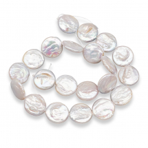 Koraliki Perłowe Naturalne Słodkowodne Keshi Dysk, Lniane, 17~19x3~8mm, Otwór 0.8mm, 20szt/38cm (13WB20805)