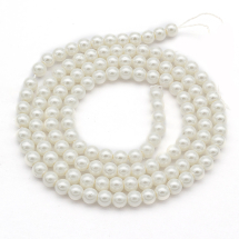 Perły Shell Pearl Okrągłe, Biały, 3mm, Otwór 0,5mm, 122szt/40cm/sznur (13WB20812)
