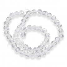 Намистини Скляні Круглі, Прозорі, Грановані, Безбарвний, 6мм, Отвір 1мм, 48шт/30см/нитка, (Q6WB223)