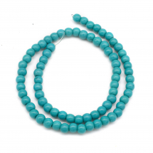 Koraliki Syntetyczny Turkus Okrągłe, Barwione, Ciemnocyjan, 6mm, Otwór 1mm, około 67szt/40cm/sznur (13WB11467)