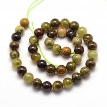 Koraliki Naturalny Zielony Granat, Andradyt, Okrągłe, 8mm, około 45szt/37cm/sznur (13WB11517)