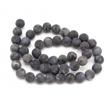 Намистини Натуральний Ларвікіт/Чорний Лабрадорит Круглі, 8мм, Отвір 1мм, близько 46шт/36см/нитка, (13WB11642)