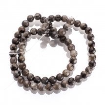 Koraliki Naturalny Labradoryt, Czarno-Szary, 6mm, około 62szt/38cm/sznur (13WB11652)