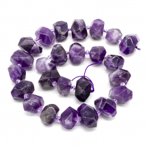 Koraliki Naturalny Ametyst, Nugget, 15-25x13-17mm, Otwór: 2.5mm, około 26szt / 40cm / sznur (13WB11922)