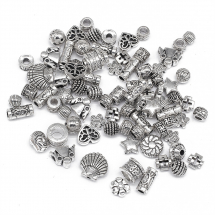 Намистини Сплав Тибетський Стиль Мікс Форм, Античне Срібло, 6~14.5x6~14x3.5~10мм, Отвір 1~7мм, близько 95шт/100г, (13WB24729)