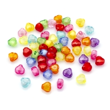 Намистини Акрил Серце, Прозорі, Грановані, Намистина в Намистині, Колір: Мікс, Розмір: 10x9x6мм, Отвір 2мм, близько 165шт/50г, (2WB27471)