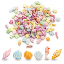 Намистини Акрил Морські 10-15x6-11x4-5мм Колір: Мікс Кольорів близько 130шт/50г (2WB27498)