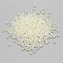 Koraliki Akrylowe, Imitacja Perły, Błyszczące, Barwiony, Okrągły, Kość Słoniowa, 4x3.5mm, około 850szt/25g (2WB30262)