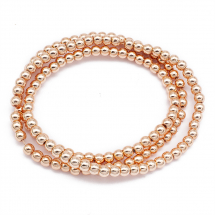 Намистини Синтетичний Гематит Круглі Гальваніка, Рожеве Золото, 3мм, Отвір 1мм, близько 130шт/45см/нитка, (13WB18741)
