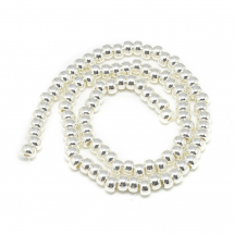 Koraliki Syntetyczny Hematyt Niemagnetyczny, Galwaniczny, Rondelle, Srebrny, 6x4mm, około 95szt/40cm/nić (13WB18745)