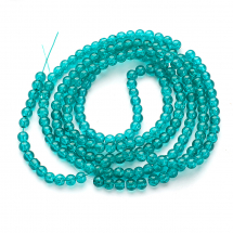 Намистини "Бите Скло" Круглі, Бірюзовий, 4 мм, Отвір 1мм, близько 200шт/80см/нитка, (13WB19786)