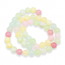 Naturalny Zielony Jadeit Farbowane Okrągłe Kolor: Wielokolorowy Rozmiar: 8mm otw. 1mm, ok. 47szt/38cm/nic (14WB9002)