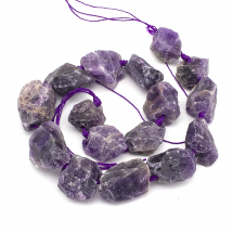 Koraliki Naturalny Kamień Ametyst, Bryłki, 13~35x8~28mm, Otwór 2mm, około 15~19szt/40cm/sznur (14WB9007)