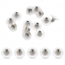 Заглушки Латунь та Силікон Комбіновані, Срібло, 12х7мм, Отвір 1мм, (5WB4409)