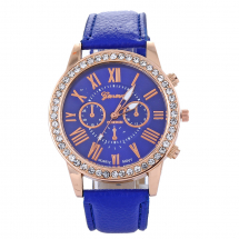 Zegarek Kwarcowy ze Cyrkoniami, Geneva SW Blue, 40mm, 1szt (13WB16628)