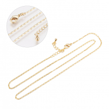 Naszyjnik Łańcuszek Mosiężny Zapięcie Karabińczyk-Łobster, Pozłacane 18K, 45cm, Ogniwo 4x1mm, 1szt (13WB22122)