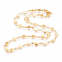 Naszyjnik Łańcuch Stal Nierdzewna z Pleceniem Gwiazda, Powłoka Jonowa Złoto, 45cm, 1szt (13WB22225)