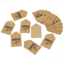 Zawieszki, Etykiety Papierowe do Prezentów "WITH LOVE litlle gift for you," Beżowy, 50x30x0.4mm, 100szt (13WB25092)