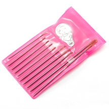 Zestaw Żelaznych Igieł do Szycia z Nawlekacz Nici w Pojemniku Różowy 51-75x0.8-1mm 1zestaw (13WB16183)