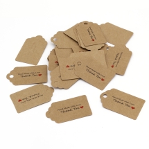 Zawieszki, Etykiety Papierowe do Prezentów "HM With Love Thank You", Beżowy, 50x30x0.4mm, 100szt (13WB21587)