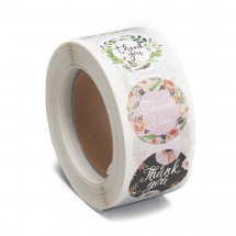 Naklejki Nalepki " Thank You " Papier Kraft, Wielokolorowe, 25mm, 500szt/szpula (13WB23005)