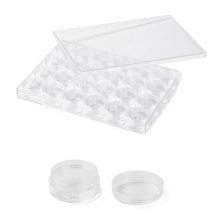 Pojemnik z Słoikami, Plastik, na Koraliki i Dżetów, 24x16x2.7cm, Słoik 4x2cm Pojemność 10ml, 24szt/zestaw (13WB23539)