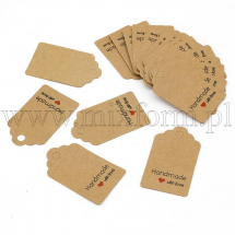 Zawieszki, Etykiety Papierowe do Prezentów "Handmade with Love", Beżowy, 50x30x0.4mm, 100szt (13WB23592)