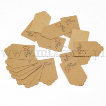 Zawieszki, Etykiety Papierowe do Prezentów "Made with," Beżowy, 50x30x0.4mm, 100szt (13WB23601)