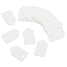 Zawieszki, Etykiety Papierowe do Prezentów, Rysunek Serce, Biały, 50x30x0.4mm, 100szt (13WB23611)